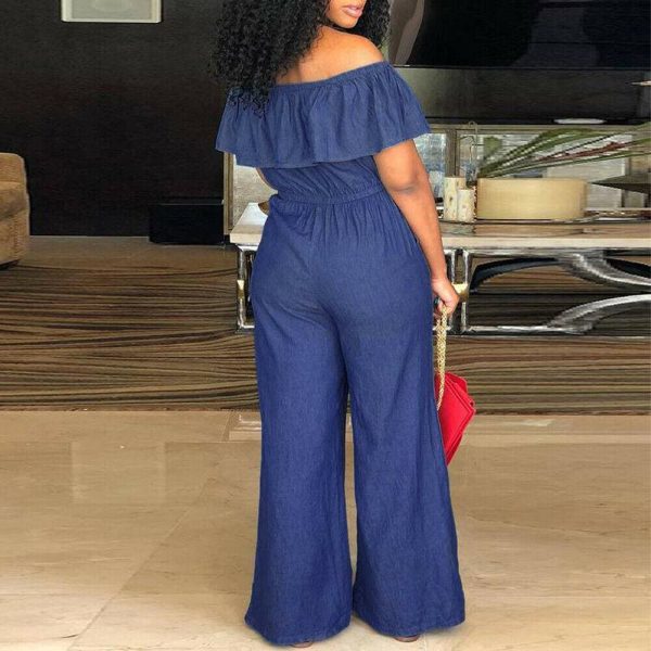 The Best New Summer Women Off Shoulder Wide Leg Romper Jumpsuit Fashion Ladies Casual Loose Trouser Overalls Baagy Pants Plus Size Online - Hplify