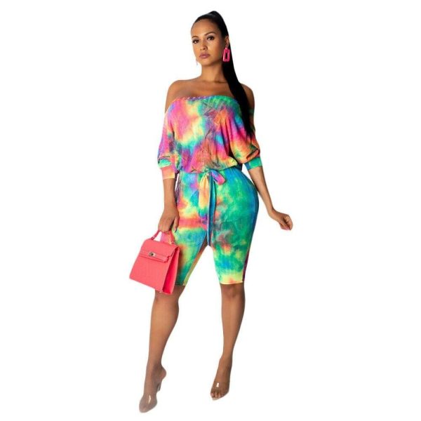 The Best New Trend Popular Women Ladies Colorful Off Shoulder Bodycon Short Trousers Jumpsuit Rompers Clubwear Playsuit Bodysuit Online - Hplify