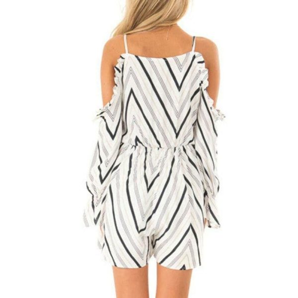 The Best New Women Autumn Dress Fashion V neck Off Shoulder Striped Long Sleeve Casual Holiday Short Mini Dress Online - Hplify