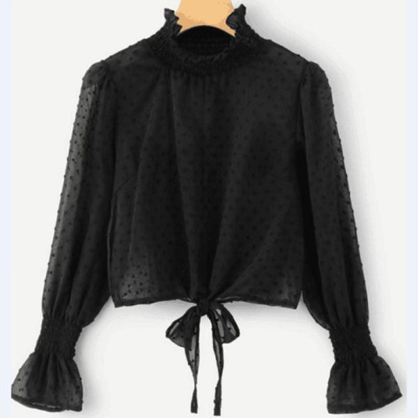 The Best New Women Boho Beach Summer Crop Tops Long Sleeve Floral Shirt Polka Dot Blouse Loose Elegant Ladies Clothes Online - Hplify