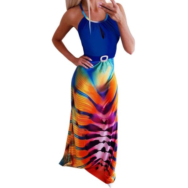 The Best New Women Boho Fashion Floral Backless Long Maxi Dress Ladies Casual Evening Party Beach Bodycon Sundress Online - Hplify