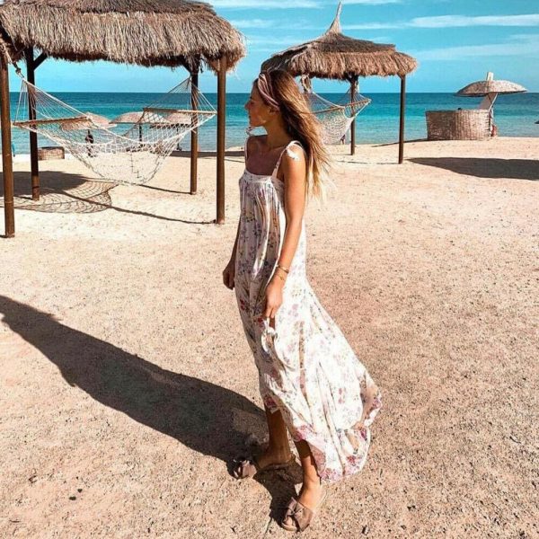 The Best New Women Boho Floral Long Maxi Dress Summer Beach Ladies Sleeveless Party Holiday Casual Loose Sundress Online - Hplify