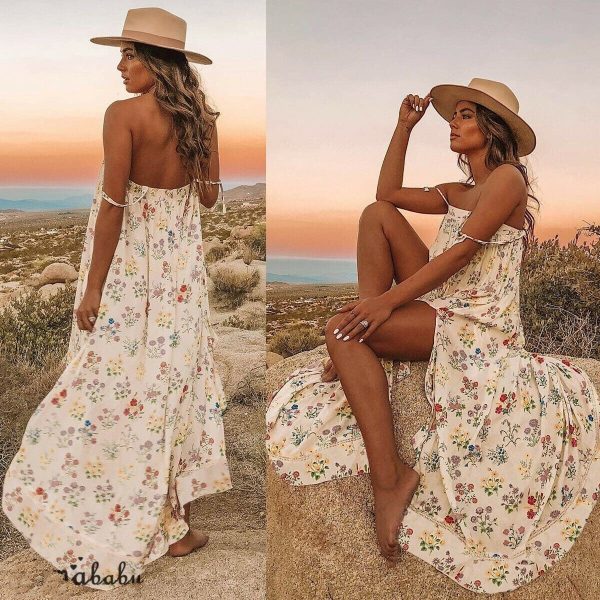 The Best New Women Boho Floral Long Maxi Dress Summer Beach Ladies Sleeveless Party Holiday Casual Loose Sundress Online - Hplify