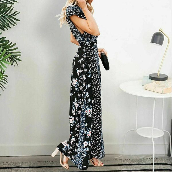 The Best New Women Boho Floral Long Maxi Loose Dress Evening Party Beach Summer Fashion Elegant Sexy Sundress Sleeveless Slimmer Clothes Online - Hplify