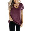 The Best New Women Casual Hollow Out Neck Tops Summer Short Sleeve Cotton Shirt Blouse Fashion Ladies Loose Solid Shirts Online - Hplify
