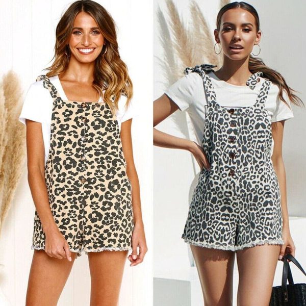 The Best New Women Casual Playsuit Fashion Leopard Print?Trouser Ladies Jumpsuit Summer Holiday Shorts Rompers Women Overall Online - Hplify