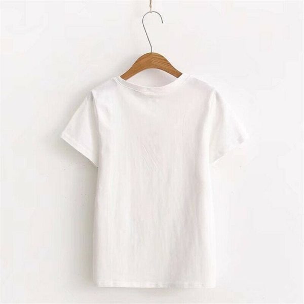 The Best New Women Casual T-shirt Short Sleeve Ladies Loose Casual Summer Tops Cartoon Bunny Pocket Short Sleeve Tops Online - Hplify