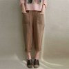 The Best New Women Ladies Casual Loose High Waist Long Pants Linen Cotton Elastic Trouser Female Summer Casual Loose Trouser Online - Hplify