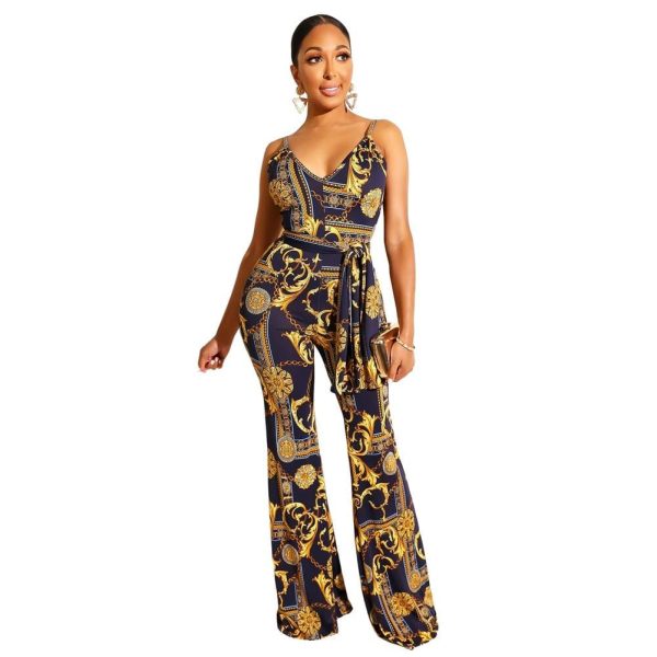 The Best New Women Ladies Clubwear Printed Sleeveless Casual Playsuit Bodycon Party Jumpsuit Romper Long Pant Trousers Online - Hplify