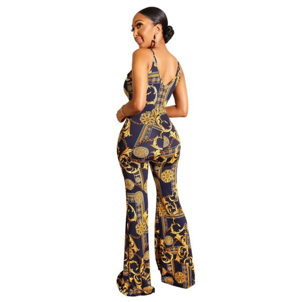 The Best New Women Ladies Clubwear Printed Sleeveless Casual Playsuit Bodycon Party Jumpsuit Romper Long Pant Trousers Online - Hplify