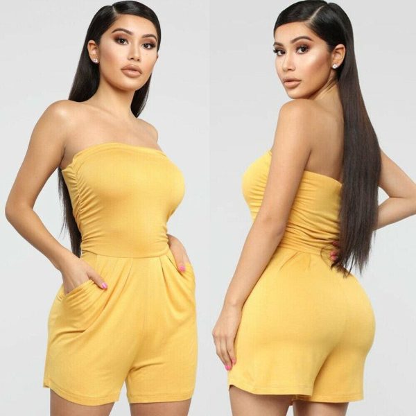 The Best New Women Ladies Clubwear Summer Playsuit Bodycon Sexy Off Shoulder Tube Tops Party Jumpsuit Romper Trousers Online - Hplify