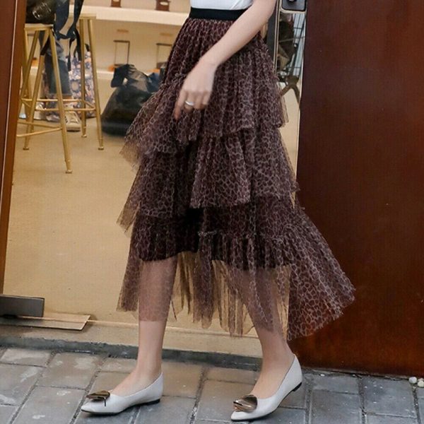 The Best New Women Ladies Retro Stretch High Waist Lace Flared Pleated Swing Tulle Mesh Tutu Skirt Summer Casual Loose Beach Sundress Online - Hplify
