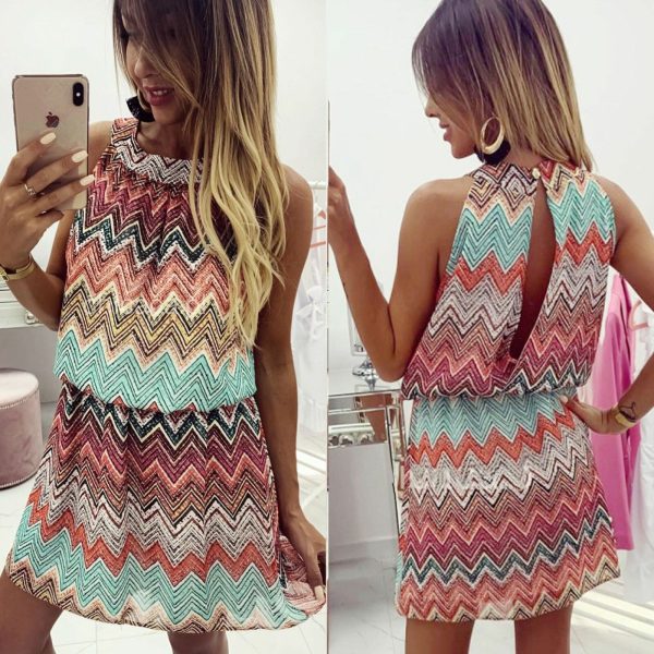 The Best New Women Ladies Summer Boho Sleeveless Short Mini Dress Holiday Party Beach Dresses Fashion Casual Loose Sundress Online - Hplify