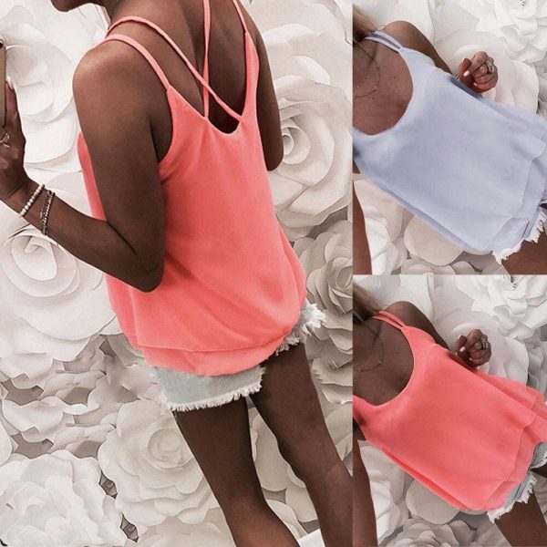 The Best New Women Ladies Summer Chiffon Sleeveless Vest Tops Blouse Tee Ladies Holiday Beach Loose Solid Casual Top Shirt Online - Hplify