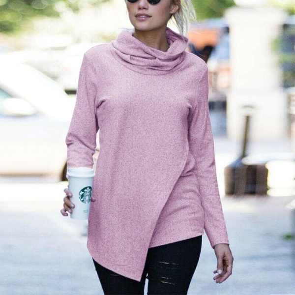 The Best New Women Lady Autumn Long Sleeve Pullover Casual Blouse Loose Turtle Neck Jumper Loose Shirt Tops Sweatshirt Online - Hplify