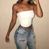 The Best New Women Off Shoulder Strapless Casual Tank Vest Sleeveless Summer Bodycon Slim Tank Crop Tops Camis Outwear Online - Hplify