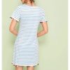 The Best New Women Short Sleeve Mini T-shirt Dress Summer Ladies Casual Round Neck Striped Tassel Loose Beach Sundress Online - Hplify