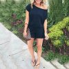 The Best New Women Single Shoulder Solid Casual Playsuit Fashion Ladies Summer Beach Plain Shorts Loose Romper Jumpsuit Online - Hplify
