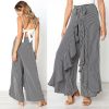 The Best New Women Striped Baggy Harem Pants Hippie Wide Leg Gypsy Boho Long Palazzo Bow Tie High Wais Ruffle Loose Trouser Online - Hplify
