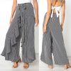 The Best New Women Striped Baggy Harem Pants Hippie Wide Leg Gypsy Boho Long Palazzo Bow Tie High Wais Ruffle Loose Trouser Online - Hplify