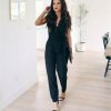 The Best New Women Summer Lace V-Neck Sleeveless Jumpsuit Elegant OL Ladies Casual Rompers Party Playsuit Long Pant Trousers Online - Hplify