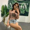 The Best New Women Sweet Cute Flower Patten Sheer Mesh See Through Long Sleeve T-Shirt Tee Crop Tops Summer Fashion Casual Lovely T-shirt Online - Hplify