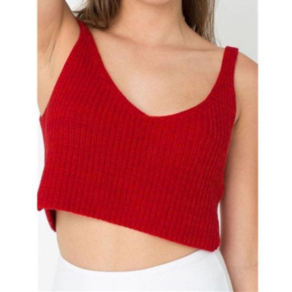 The Best New Women Vest Summer Ladies V-Neck Knit Crop Tops Beach Tank Vest Bralet Bra Solid Cami Online - Hplify