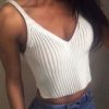 The Best New Women Vest Summer Ladies V-Neck Knit Crop Tops Beach Tank Vest Bralet Bra Solid Cami Online - Hplify