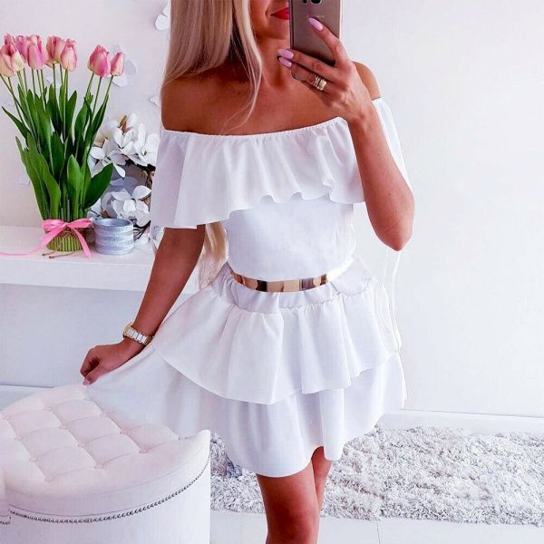 The Best New Women Wrap Summer Boho Off Shoulder Mini Skater Dress Ladies Holiday Casual Beach Sundress Fashion Formal Dress Online - Hplify