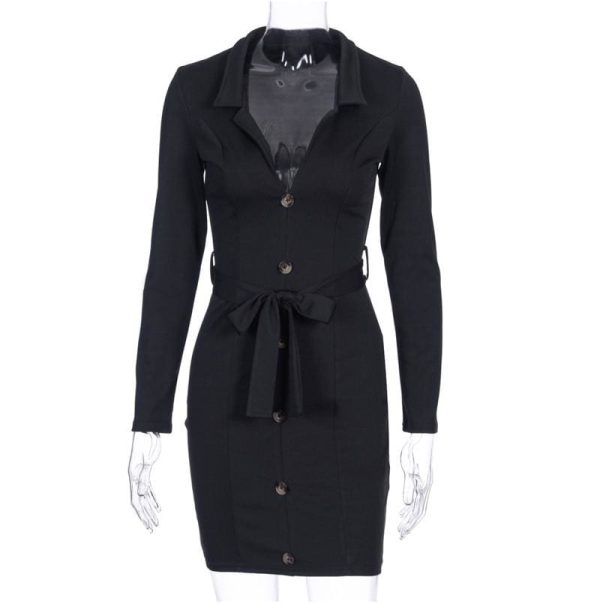 The Best Office Lady Dress Women Long Sleeve Bodycon Ladies Dresses V neck Lace Up High waist bandage Slim OL vestidos Party Club Clothes Online - Hplify
