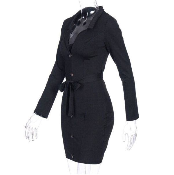 The Best Office Lady Dress Women Long Sleeve Bodycon Ladies Dresses V neck Lace Up High waist bandage Slim OL vestidos Party Club Clothes Online - Hplify