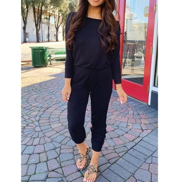 The Best One-Shoulder Long Sleeve Jumpsuit Lady Autumn Soft Loose Playsuit Bodycon Party Trousers Jumpsuit Online - Hplify