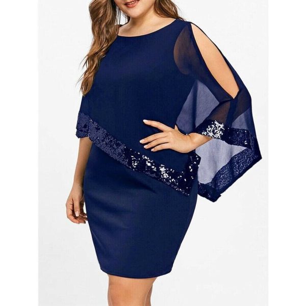 The Best Plus Size Elegant Women Business Office Dress Casual Ladies Formal Bodycon Shawl Tunic Sheath Sequin Pencil Dresses Online - Hplify