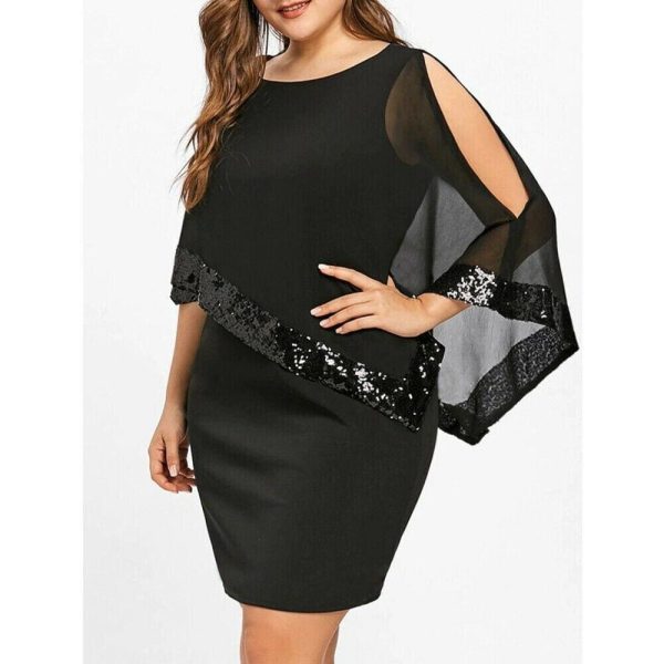 The Best Plus Size Elegant Women Business Office Dress Casual Ladies Formal Bodycon Shawl Tunic Sheath Sequin Pencil Dresses Online - Hplify