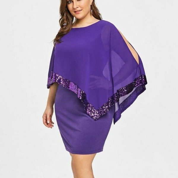 The Best Plus Size Elegant Women Business Office Dress Casual Ladies Formal Bodycon Shawl Tunic Sheath Sequin Pencil Dresses Online - Hplify