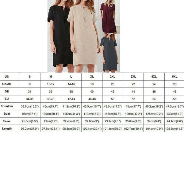 The Best Plus Size Fashion Women Summer Solid O Neck Short Sleeve Cotton Linen Casual Pocket Loose T Shirt Top Women Maxi Dress Sundress Online - Hplify