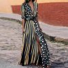 The Best Plus Size Sexy Women Long Dress Vintage Polka Dot White Black Print Retro Bodycon Women Short Sleeve Maxi Beach Dress Online - Hplify