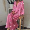 The Best Plus Size Women Boho V-neck Long Shirt Dress Ladies Long Sleeve Casual Summer Holiday Polka Dot Loose Maxi Dress Online - Hplify