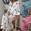 The Best Plus Size Women Boho V-neck Long Shirt Dress Ladies Long Sleeve Casual Summer Holiday Polka Dot Loose Maxi Dress Online - Hplify