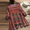 The Best Plus Size Women Summer Floral Crew Neck Tops New Fashion Long Sleeve Loose Baggy Tops Tunic Casual Floral Print T-Shirts Top Online - Hplify