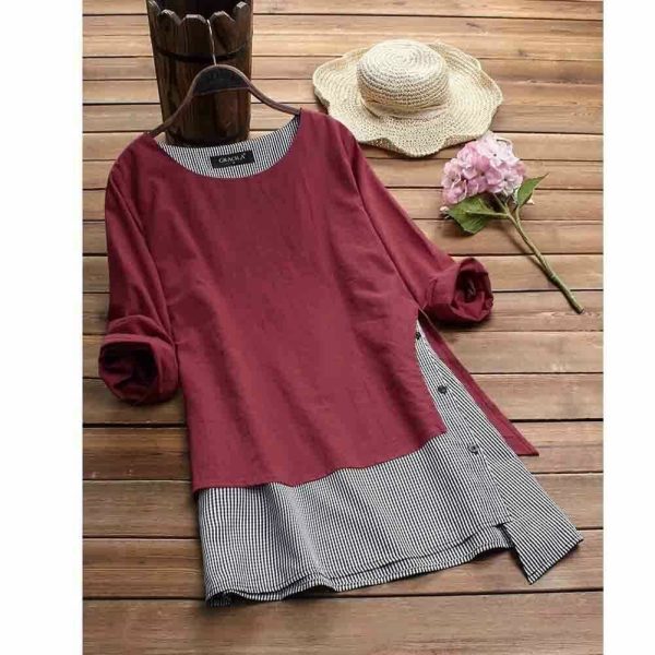The Best Plus Size Women V Neck Summer Tops Ladies Casual Long Sleeve Tunic Baggy Loose T Shirts Tunic Tops Women Clothes Online - Hplify