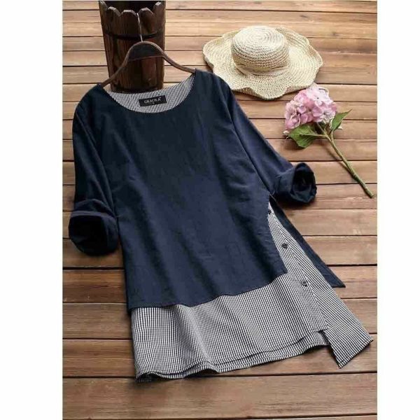 The Best Plus Size Women V Neck Summer Tops Ladies Casual Long Sleeve Tunic Baggy Loose T Shirts Tunic Tops Women Clothes Online - Hplify
