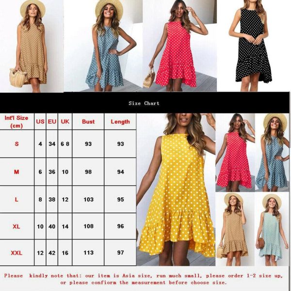 The Best Polka Dot Boho Mini Dress Ladies Summer Beach Holiday Casual Loose Sundress Online - Hplify