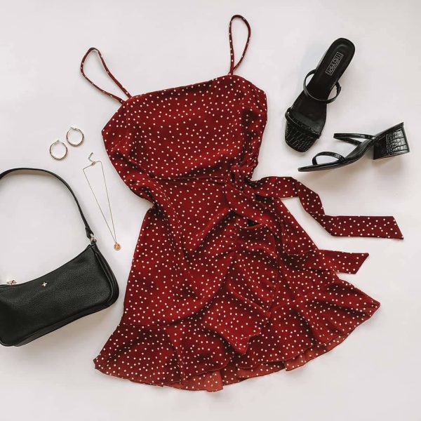 The Best Print Ruffled Wrap Dress Women Strap Mini Sundress Online - Hplify