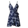 The Best Print Ruffled Wrap Dress Women Strap Mini Sundress Online - Hplify