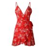 The Best Print Ruffled Wrap Dress Women Strap Mini Sundress Online - Hplify