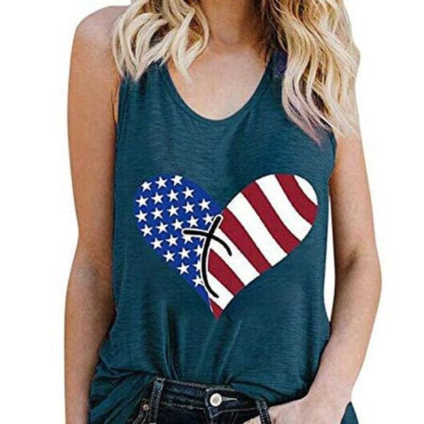 The Best Print Vest Cami Tops Tees Sleeveless Blouse Ladies Casual Loose Tank Tops Online - Hplify