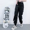 Girls Black Street Dance Pants Hiphop Style Sport Running Outfit Loose Pants - Hplify