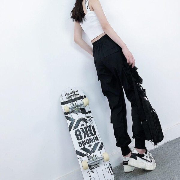 Girls Black Street Dance Pants Hiphop Style Sport Running Outfit Loose Pants - Hplify