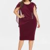 The Best Rhinestone Ruched Embellished Capelet Dress O-Neck Sleeveless Plus Size Online - Source Silk